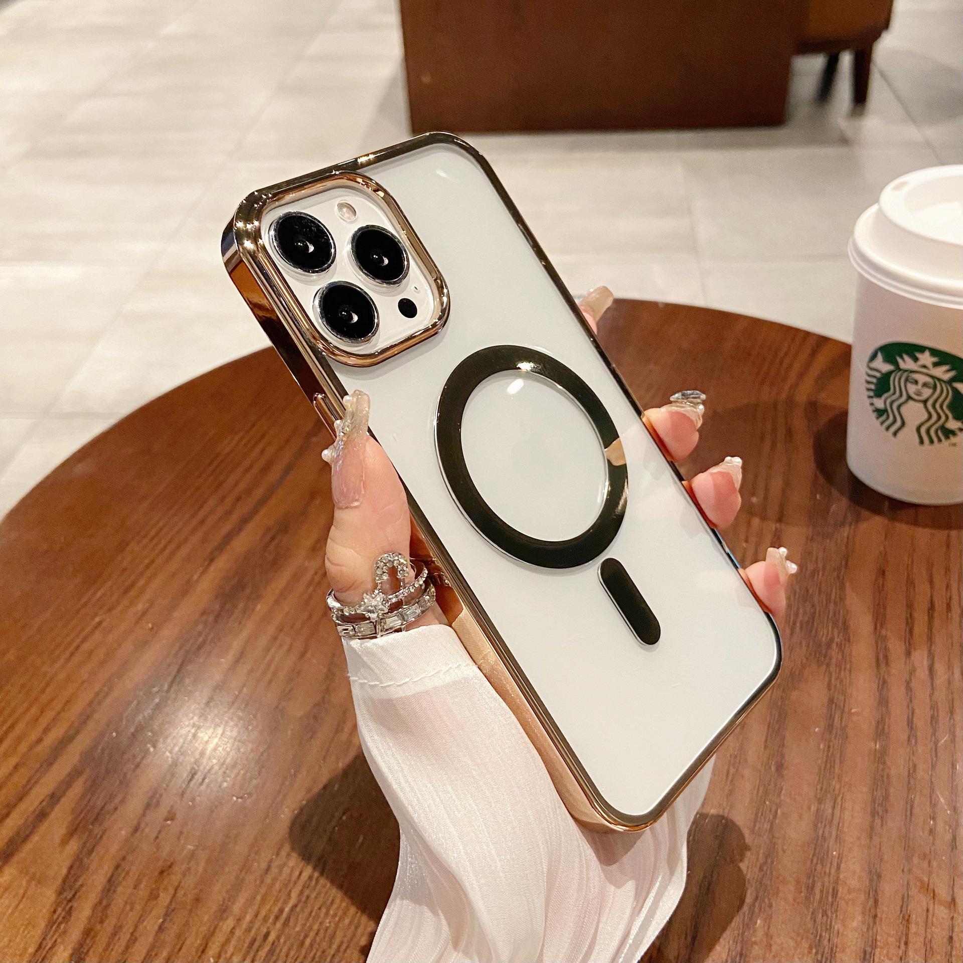 

ПК Гальваническое покрытие Тройной набор Магнитный абсорбер Модель Подходит для чехла для мобильного телефона Apple 15 IPhone 14PRO Ультратонкий Высокая прозрачность 13 Apple 11Promax золотой