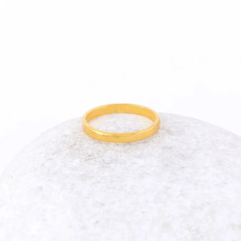 Solid 925 Sterling Silver Ring, Yellow Gold Ring, Handmade Ring, Unisex Ring, Stacking Ring, Silver Band Ring