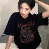 American high street black large size short-sleeved t-shirt women's fat mm summer loose lazy wind half-sleeved couple top