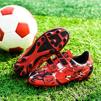 Dziecięce buty piłkarskie długie korki połamane korki skórzana powierzchnia moda rzep niski profil profesjonalne buty do treningu i gry buty sportowe