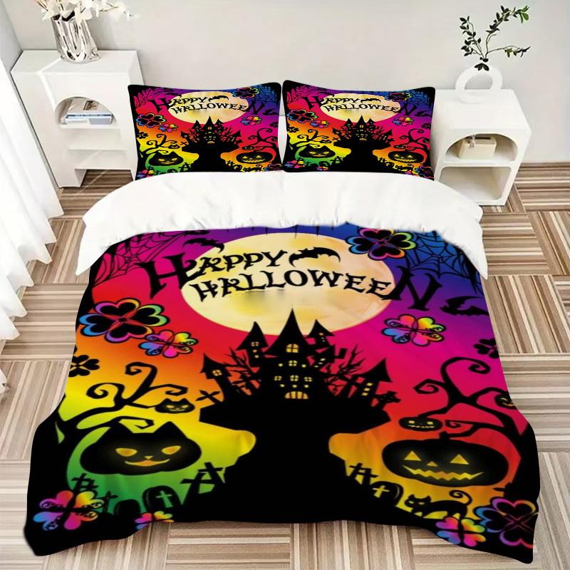 3pcs Halloween Decorations Duvet Cover Set -Includes 1 Duvet Cover and 2 Pillowcases, No Quilt Core, All-Season Home Decor yy251111100