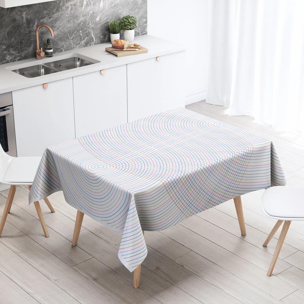 Abstract Ripple Tablecloth Home Decor Stain Resistant Waterproof Table Decoration Rectangular Kitchen Fireplace Tops