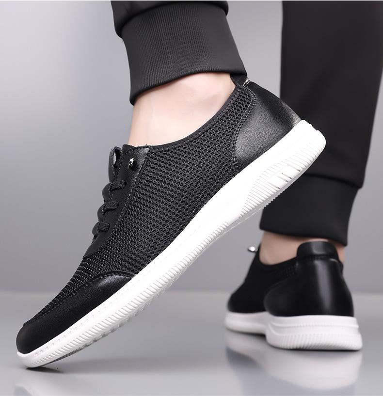 Summer New Designer Mesh Shoes for Men Solid Color Fashion Lace Free Casual Shoes Male Soft Sole Sports Driving Shoes Man