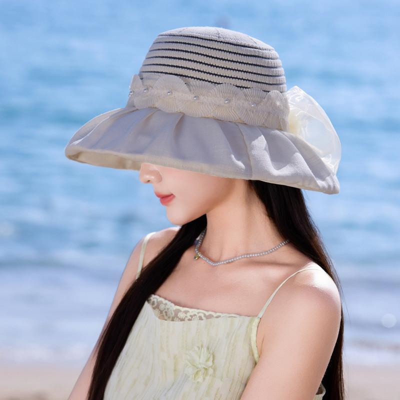 Summer Sun Protection Wide Brim Straw Hat With Breathable Lace And Adjustable Fit For Women