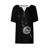 Women's Casual Sequin Printed V-Neck Short Sleeve Decorative Button T-Shirt Top