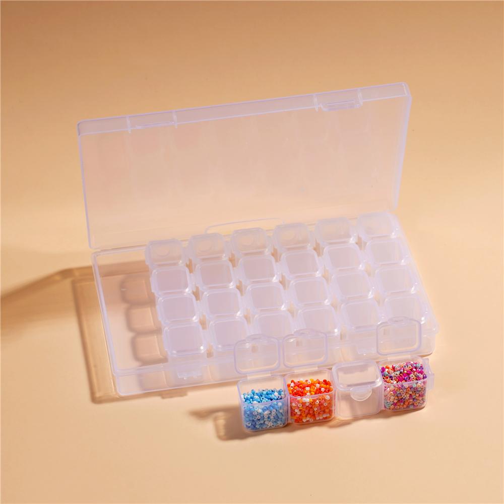 28/56 Girds Adjustable Plastic Storage Box Beads Ring Pendant Box for Jewelry Nail Art Diamond Painting Supplies Container Boxes