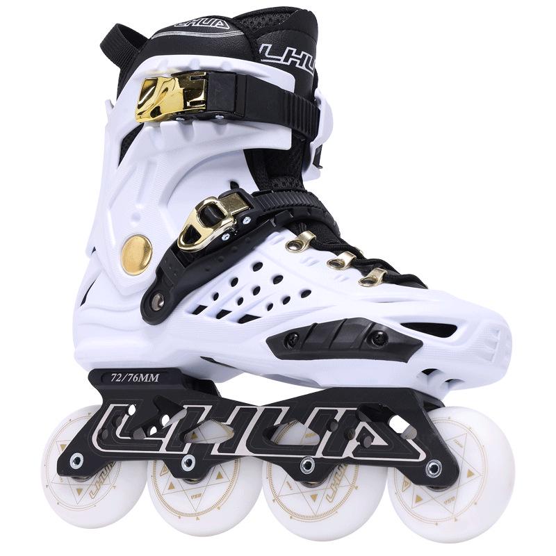 

Дорослі роликові ковзани - модне плоске професійне взуття для чоловіків і жінок 39 біле золото кольору