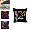 Hocus Pocus Cushion Cover Halloween Themed Home Decor Soft Linen Material Machine Washable 18x18 Inches