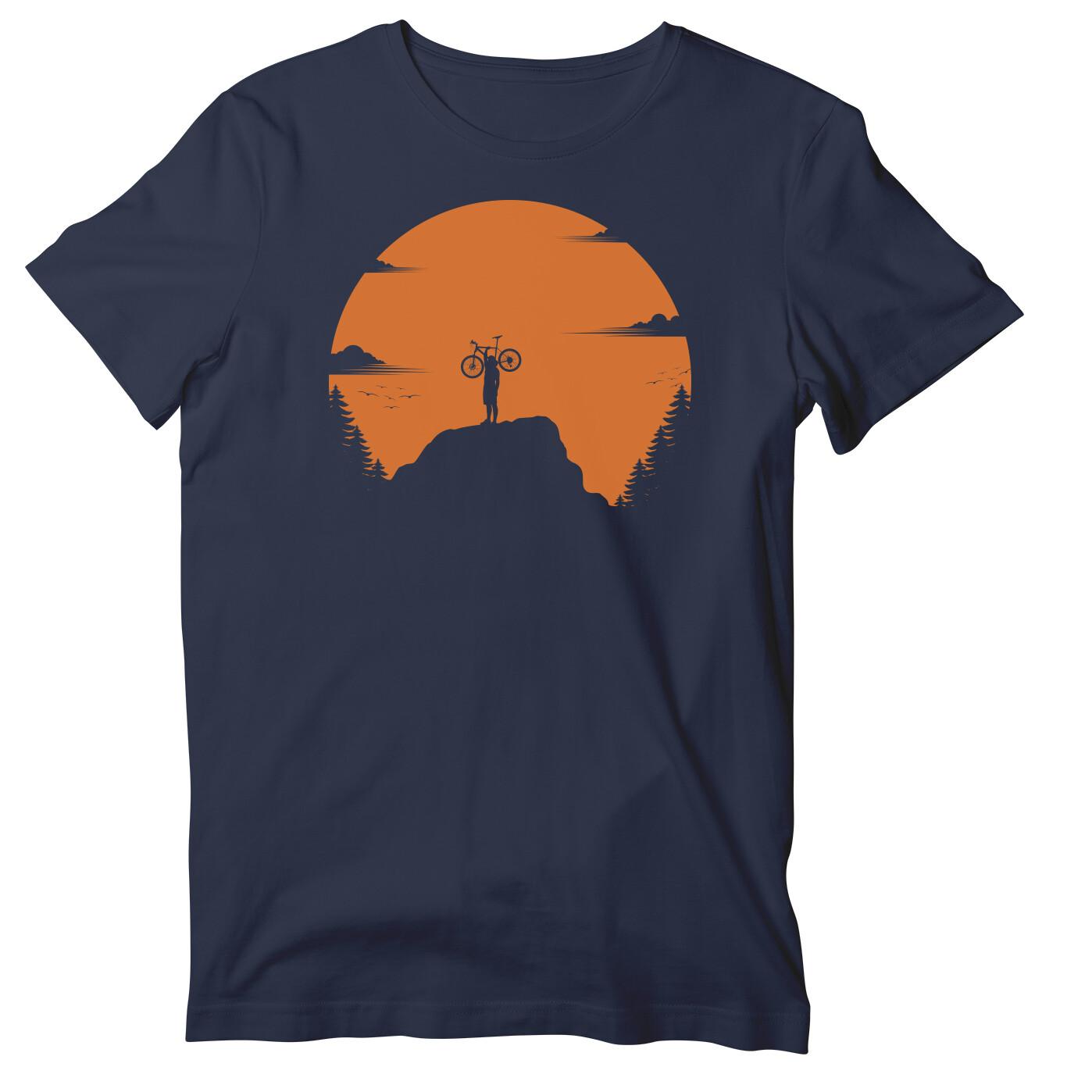 Sunset Mountain Bike Ride T-shirt, Cycling Gift Short Sleeve Shirt S