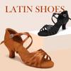 Sapatos de Dança Latina Femininos Cetim Padrão Sapatos de Dança Salsa