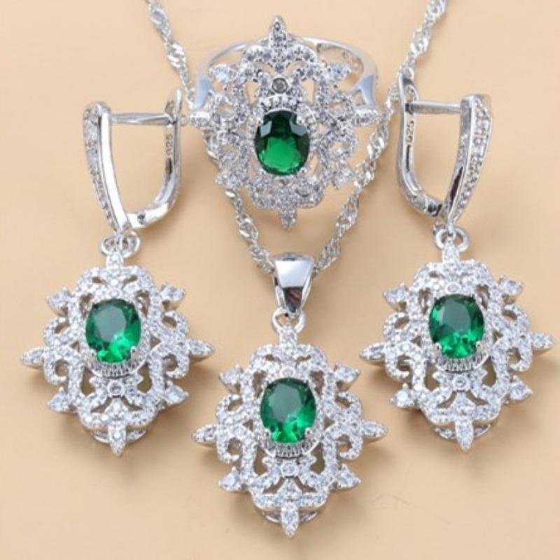 

Комплект украшений из драгоценных камней, подвеска, серьги, ожерелье, кольцо, женский комплект 10#