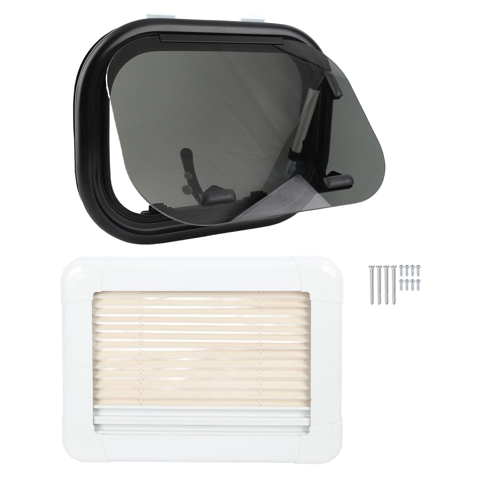 

New 16x12inch RV Push Out Window Tempered Glass UV Protection Opening Window with Mesh Sun Curtain for Caravans Campers Trailers