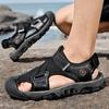 Men's Sandals Summer New Outdoor Mountaineering Antiskid Shoe Soft Bottom and Wear Resistance Leather Casual Middle-Aged Pump Beach Shoes