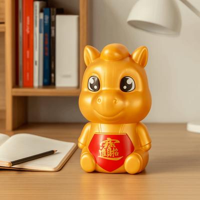 Langlebige Goldene Cartoon-Sparschwein Glücksbringer Sturzsicher Tierkreiszeichen Pferd Münzbehälter Verdickt Langlebig Münzspardose Geschenk