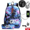 Star Peripheral Printing Cr7 Schoolbag Leisure Travel Multi-Functional Backpack Student Pencil Case Two-Piece Set