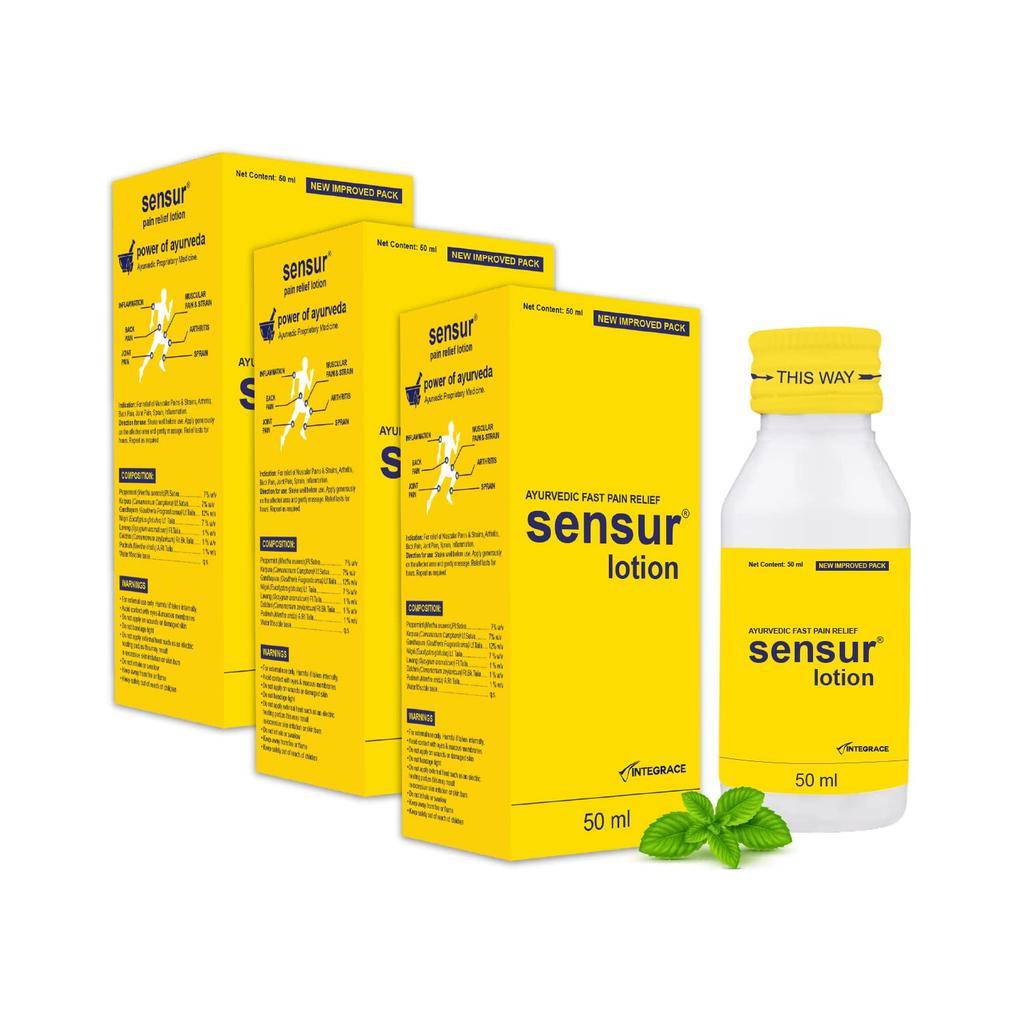 Sensur Natural Ayurvedic Pain Relief Lotion 50ml Pack of 3 Fast Acting Muscle Joint Relief