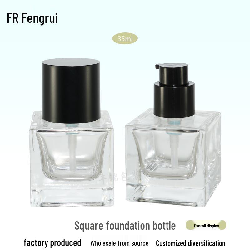 35ml Thick Square Glass Bottle Pump for Isolation & BB Cream Foundation