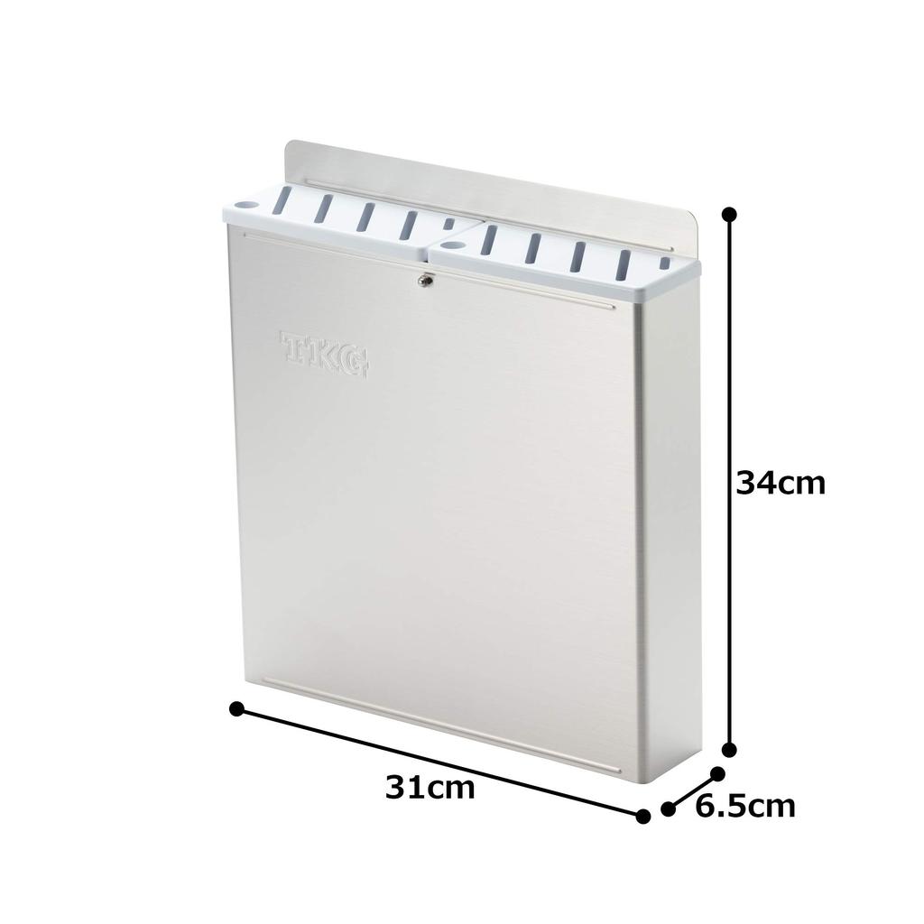 Endo Shoji Commercial TKG Color Knife Rack with Plastic Type Body Lid ABS Made in AHU691 Plate, Large, A, White, 18-8, Resin, Japan,