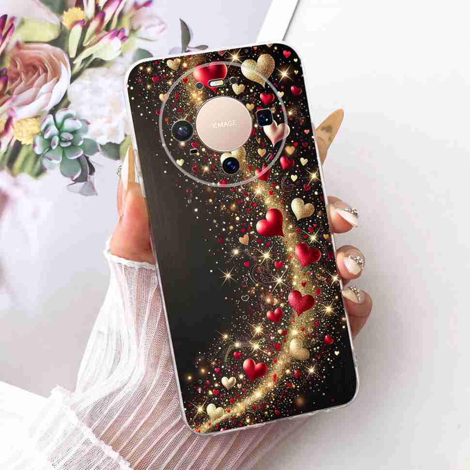 For Huawei Mate 80 5G 2025 Case VYG-AL00 Soft Silicone Sweet Heart Painted Cover Case For Huawei Mate80 Mate 80 TPU Fundas