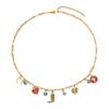 Fashion Style Women's Geometric Necklace, Niche Drip Oil Elements Inlaid with Turquoise Design Collarbone Chain