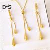Water Drop Jewelry Adjustable Y Shape Slider Chain Necklace Golden Hoop Earrings for Weddings Parties