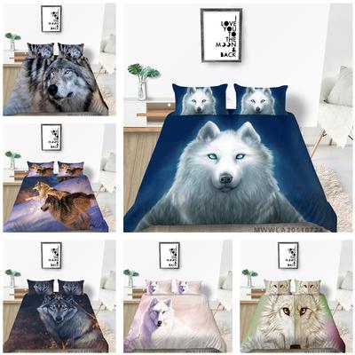 3D Wolf Theme Bedding Set with Wolf Print Quilt Cover Pillow Case 2 or 3 Pieces AU240 * 270 Extra Large Home Decoration