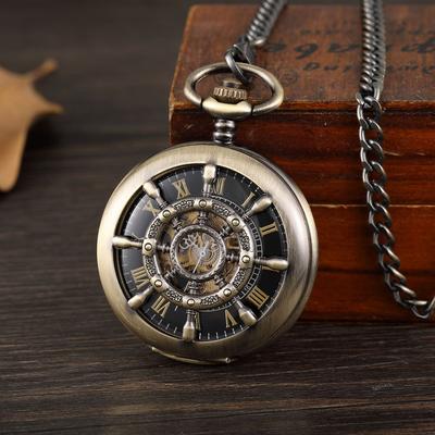 Nuevo reloj de bolsillo grande con números romanos grabados y huecos, reloj de bolsillo mecánico con encaje