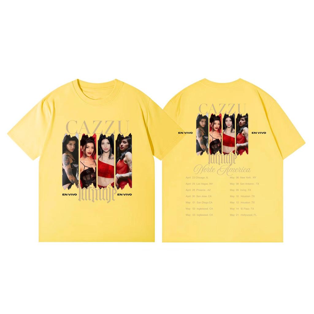 Cazzu Latinaje Tour 2026 Merch Tshirts Unisex Women Fashion Aesthetic Short Sleeve Tshirt High Quality Cotton Oversized T Shirts