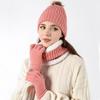 3Pcs/Set Thicken Winter Hat Scarf Gloves Set Plush Lining Touchscreen Gloves  for Men Women