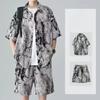 Herrskjorta Kostym Drapering Stor Storlek Hal Material Cool Isilke Kortärmad Skjorta Shorts Strandstil Tvådelad Kostym