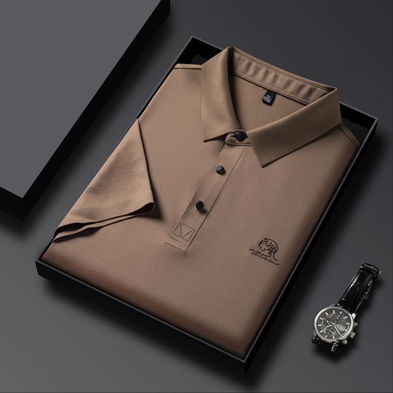 Pánské tričko s krátkým rukávem Ležérní Tenké Klopy Polokošile Léto Nové Středního věku Bezešvé Jednobarevné Top Pánský