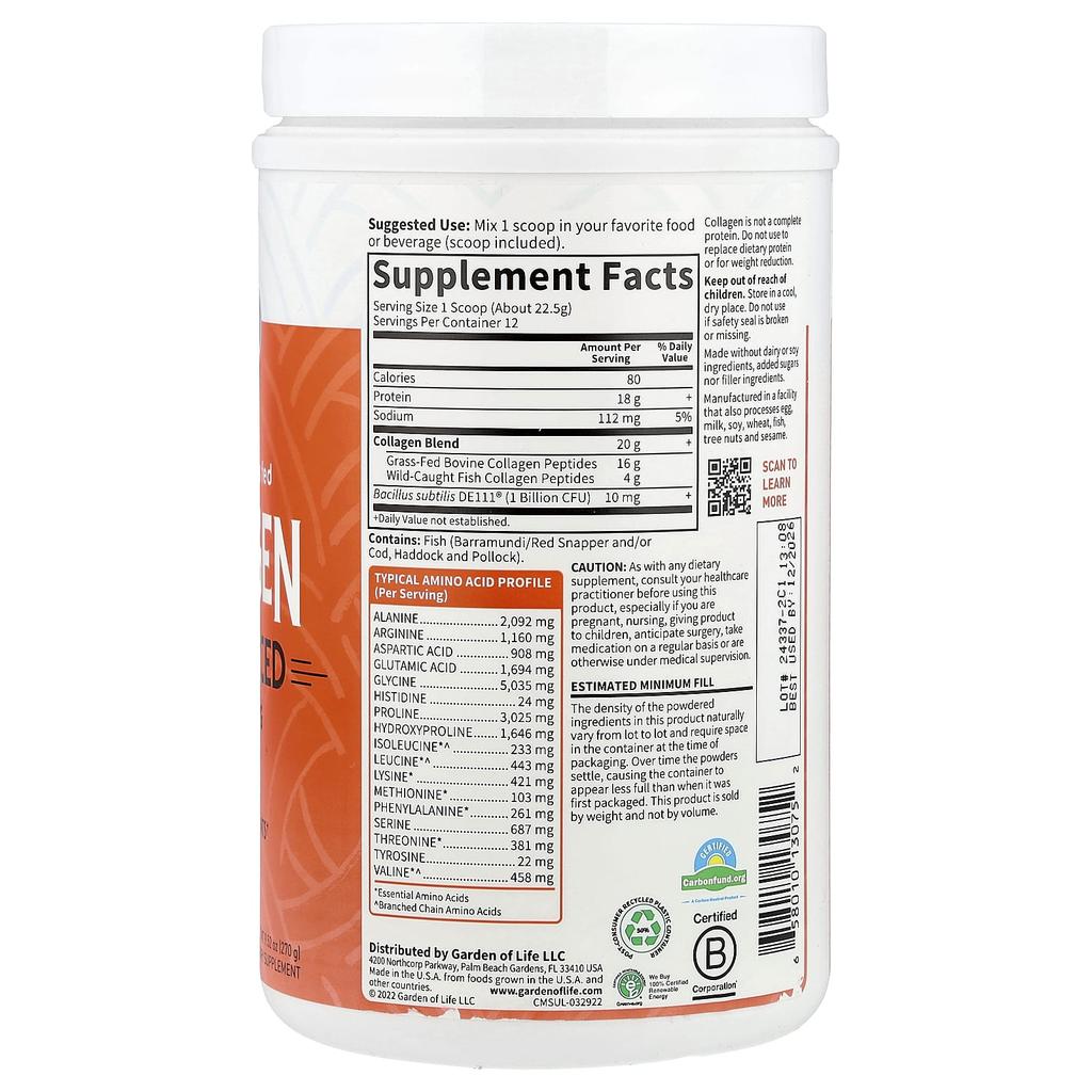 Natürliches Weidekollagen, Verschiedene Zutaten, Geschmacksneutral, 270G(9.52Oz)