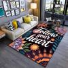 Bohemian Style Carpet with "Follow Your Heart" Text Design Suitable for Use As an Anti-slip for Living Room Bedroom Sofas
