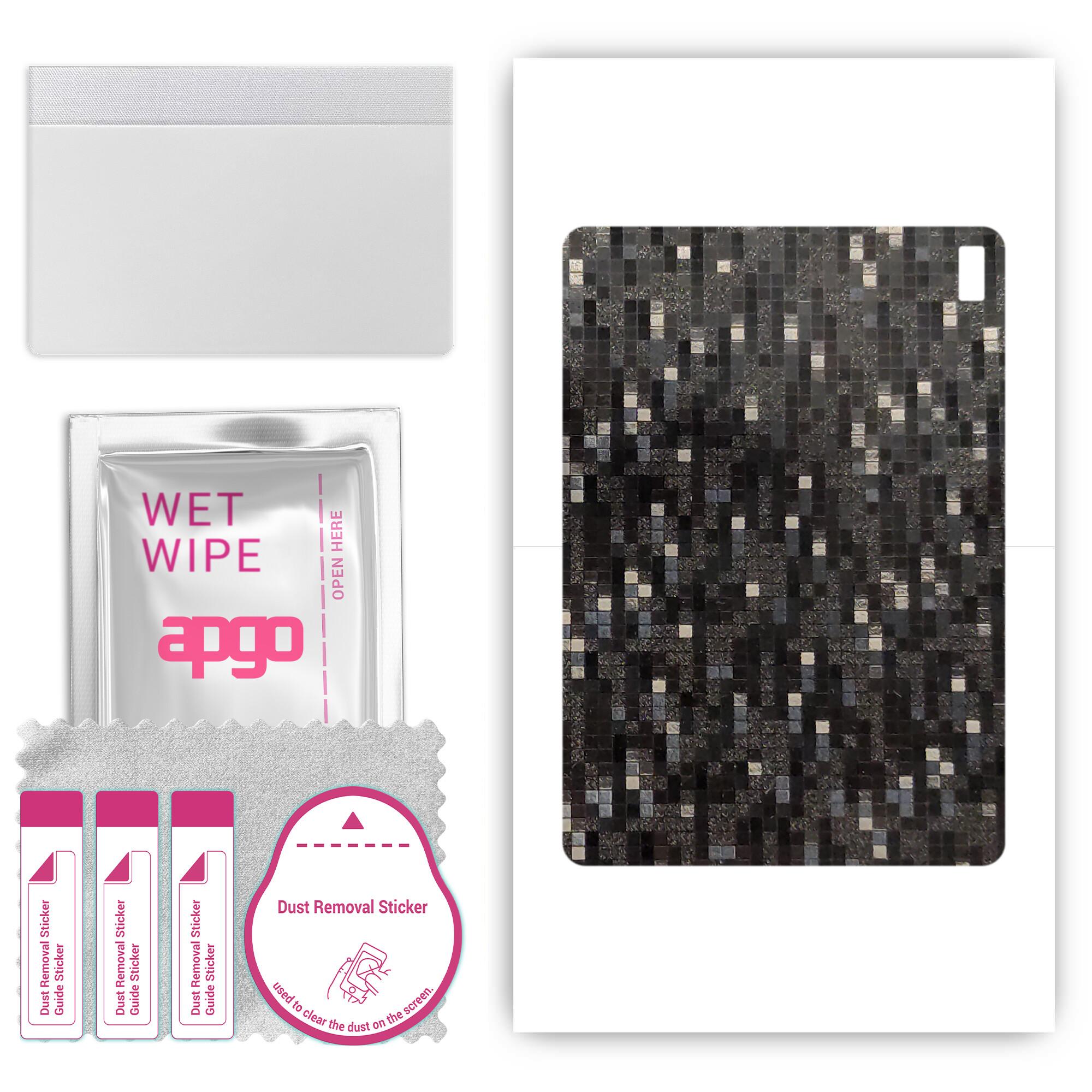 

apgo Protective Skin Sticker for the back compatible with HTC A103, Wrap Film, Foil, Vinyl - Pattern Carbon Black Pixel