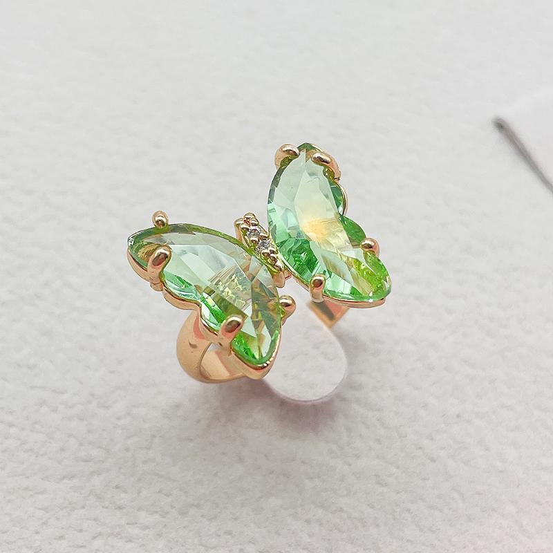 16 Colors Crystal Butterfly Ring Fashion Popular Women's Party Jewelry Charm Adjustable Ring Best Friend Gift Wedding Gift