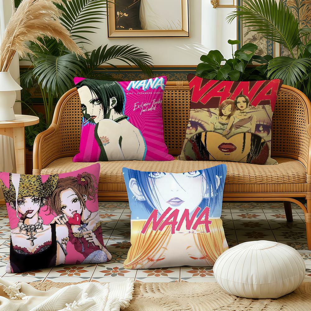 Anime NNana cool cushion cover Pillow Case Plush Fabric Soft Double Sided Print Sofa Cushion Cover Throw Pillow Covers