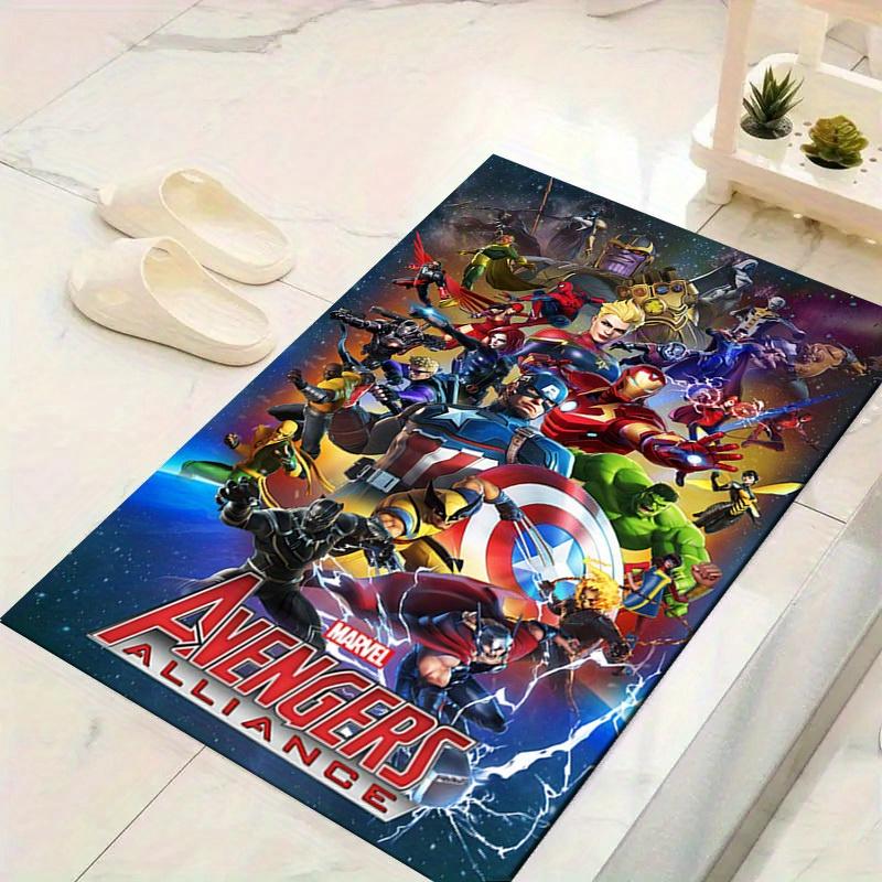

1 шт. Коврик для пола Marvel Мстители Супергерои, Нескользящий коврик, Дизайн с персонажами мультфильмов, Мягкий велюр, Декор для комнаты, Моющийся 60cm by 90cm