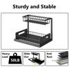 1pc Metal Pull-out Storage Rack, Durable Slide Out Kitchen Cabinet Under Sink Bathroom Bedroom Organizer for Book, Seasoning XJM