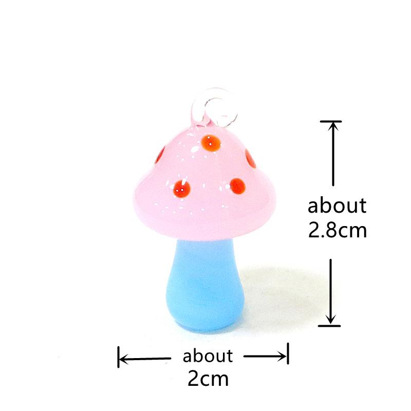 2Pcs Mini Cute Mushroom Charms Glass Pendant Diy Jewelry Making Craft Supplies Perfect Festival Party Gifts for Handmade Lovers