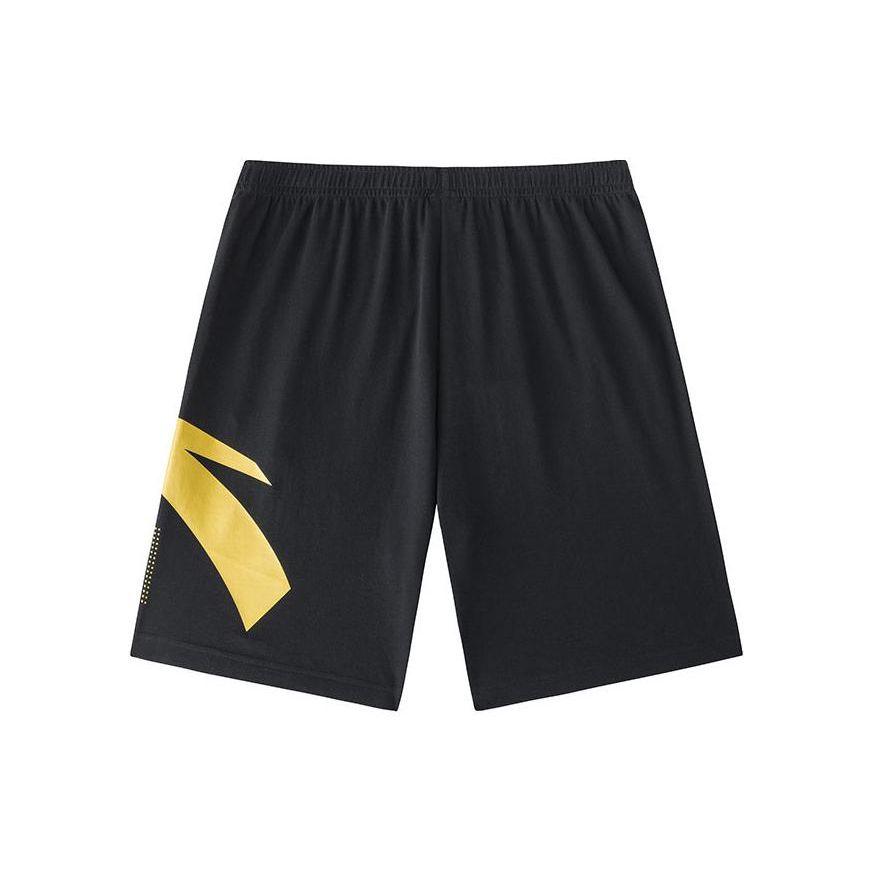 Anta Letter Logo Printed Straight Leg Mid Waist Casual Shorts Men shorts Black Gold 952428308-1