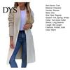 Winter Coat Women Woolen Jacket Turn-down Collar Solid Color Knitted Mid Length Thermal Long Sleeved Commuting Dating Spring Fall Overcoat Lady Thick