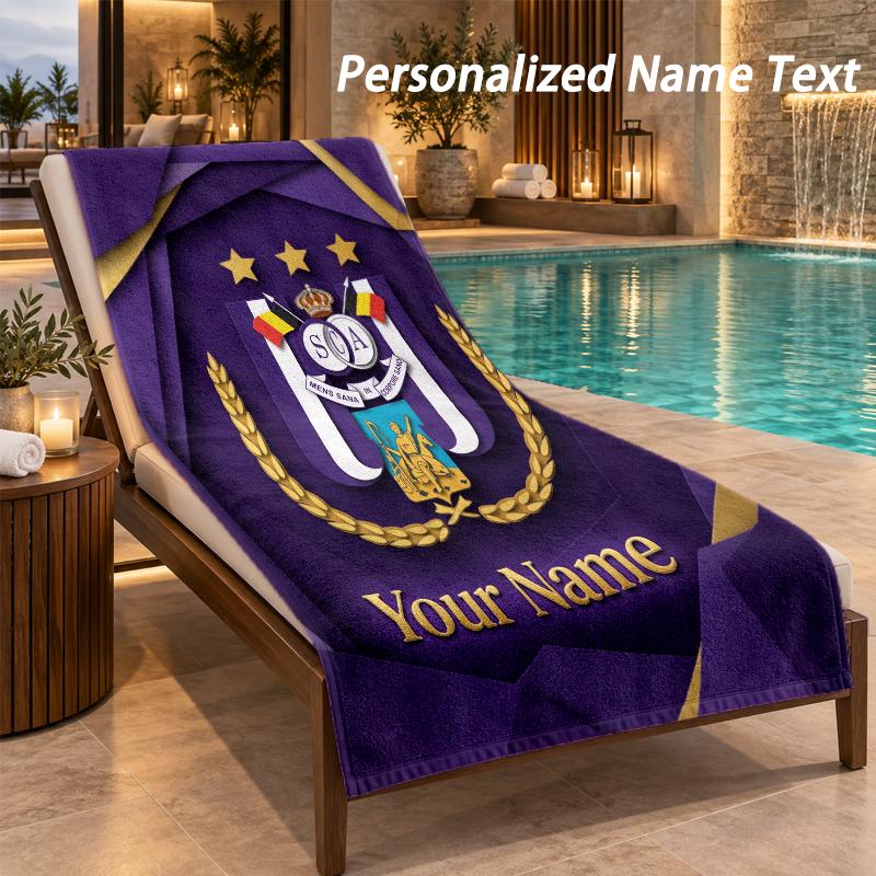 Custom Text Anderlecht FC Print Beach Towel Large Towel For Home Bathroom Beach