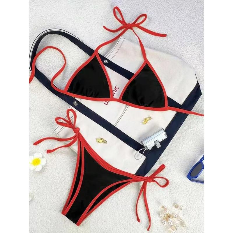Bikini Sexy con Lacci Colore a Contrasto Set Costume da Bagno da Donna Diviso Bikini da Spiaggia 2026 Nuovo Bikini Senza Schiena per Tutte le Stagioni Set 2 Pezzi