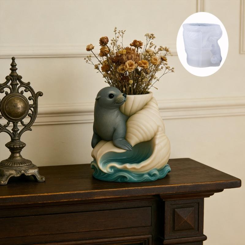 Easy To Use Silicone Mould For Aromatherapys Cups Showcasing Elegant Seashells And Leopard Art