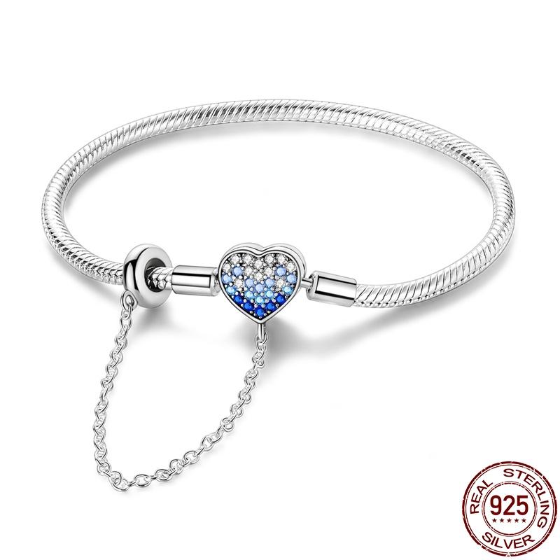 S925 Silver Vintage Heart Snake Bone Bracelet Fit Original Design Charms DIY Jewelry Bracelet For Women Fine Gift