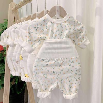 Baby Cotton Autumn/Winter Clothing Set: Breathable Belly Protection for Infants & Toddlers (Split Style)