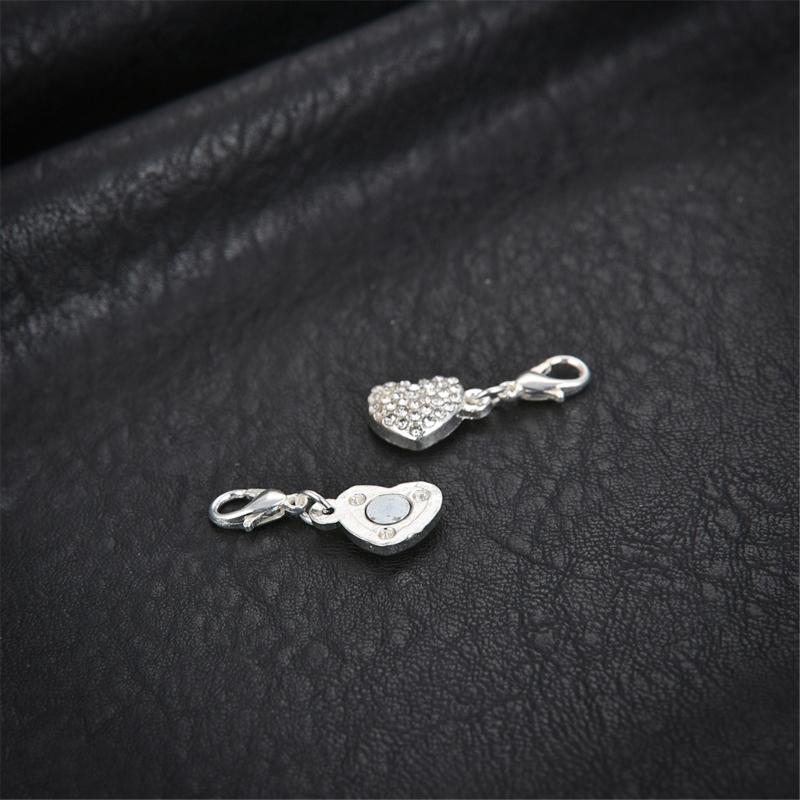Shimmering Heart Shaped Magnetic Clasp Fastener For Jewelry Making Alloy Construction Rhinestones Necklace Connector