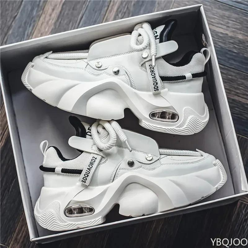 Men's Sneakers Korean  Autumn/winter New Trendy Lace Up Sports Casual Black Shoes Anti Slip Thick Soled Fashion Men Shoes