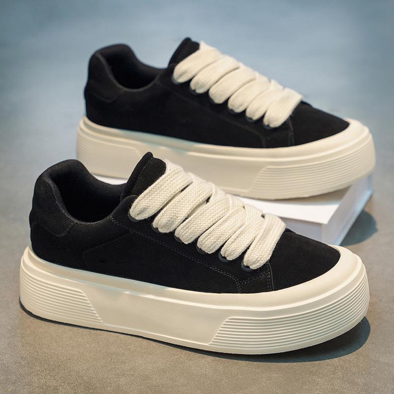 Heren Retro Sportschoenen met Dikke Zool Antislip Comfortabel Vetersluiting Casual Hardloopsneakers Outdoor Mode Platform Schoenen 43 beige