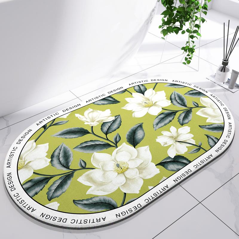 Diatomite Leaf Bath Mat Foot Mat Non-slip Bathroom Rug Absorbent Bath Carpet Quick Drying Shower Toilet Bathtub Doormat Washable